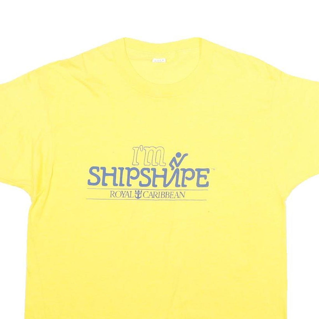 SCREEN STARS Mens Yellow Cotton Blend Regular Fit L Short Sleeve Crew Neck
