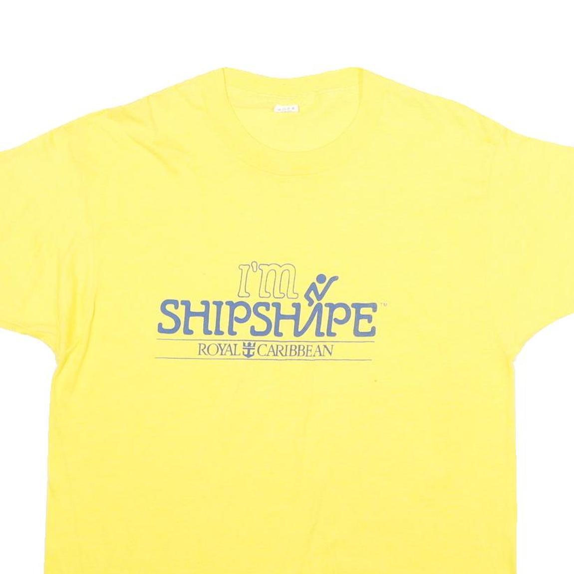 SCREEN STARS Mens Yellow Cotton Blend Regular Fit L Short Sleeve Crew Neck