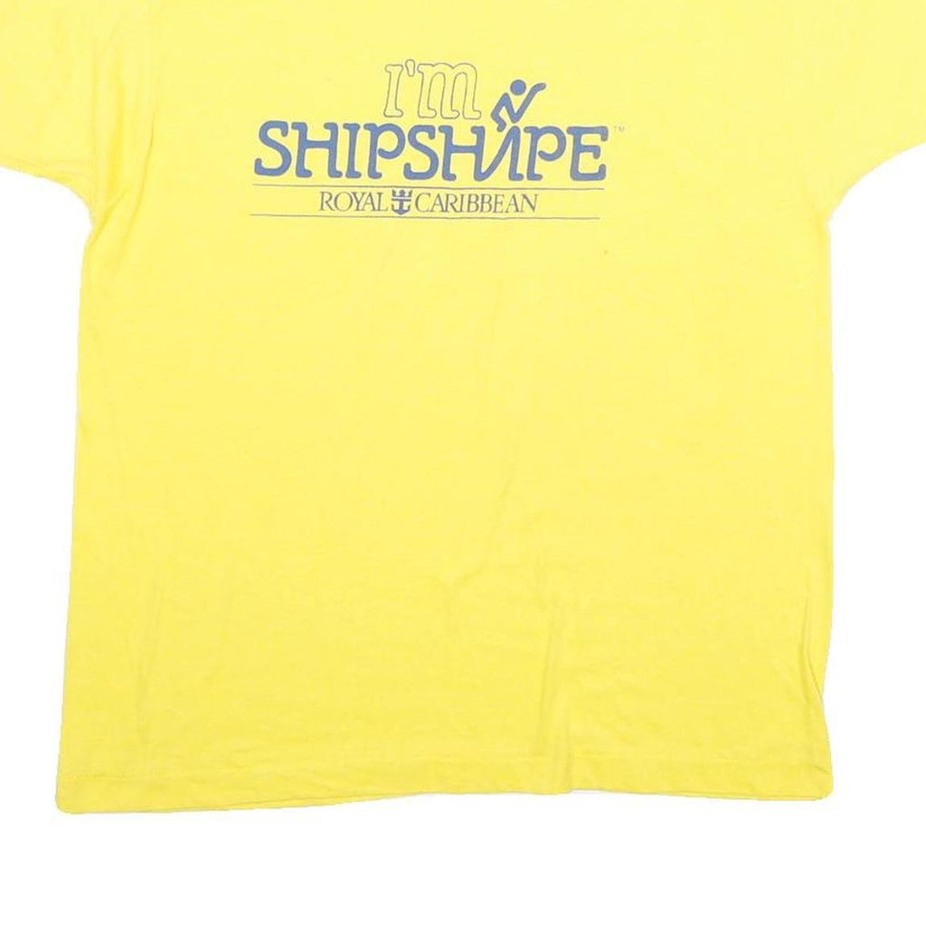 SCREEN STARS Mens Yellow Cotton Blend Regular Fit L Short Sleeve Crew Neck