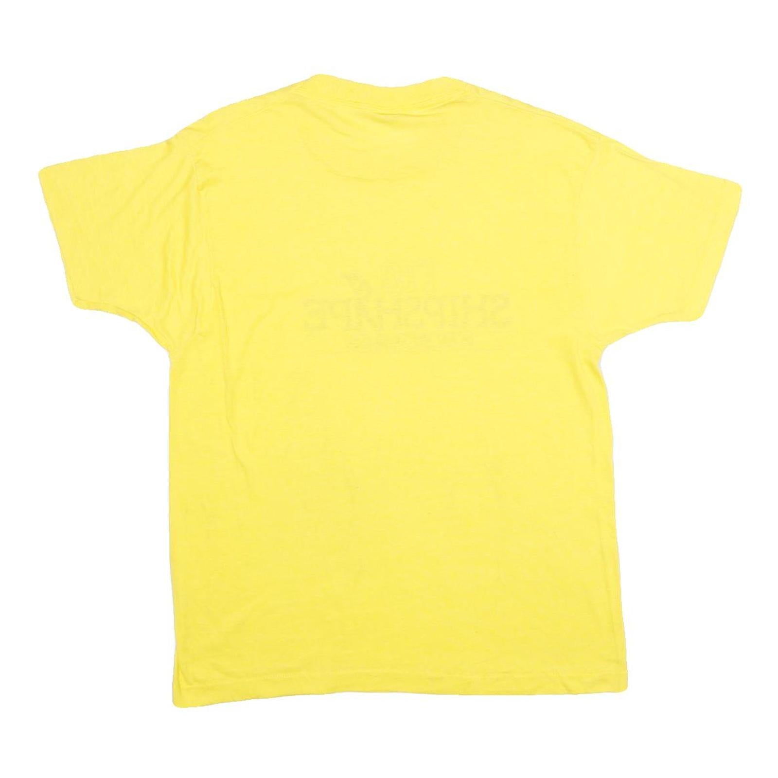 SCREEN STARS Mens Yellow Cotton Blend Regular Fit L Short Sleeve Crew Neck