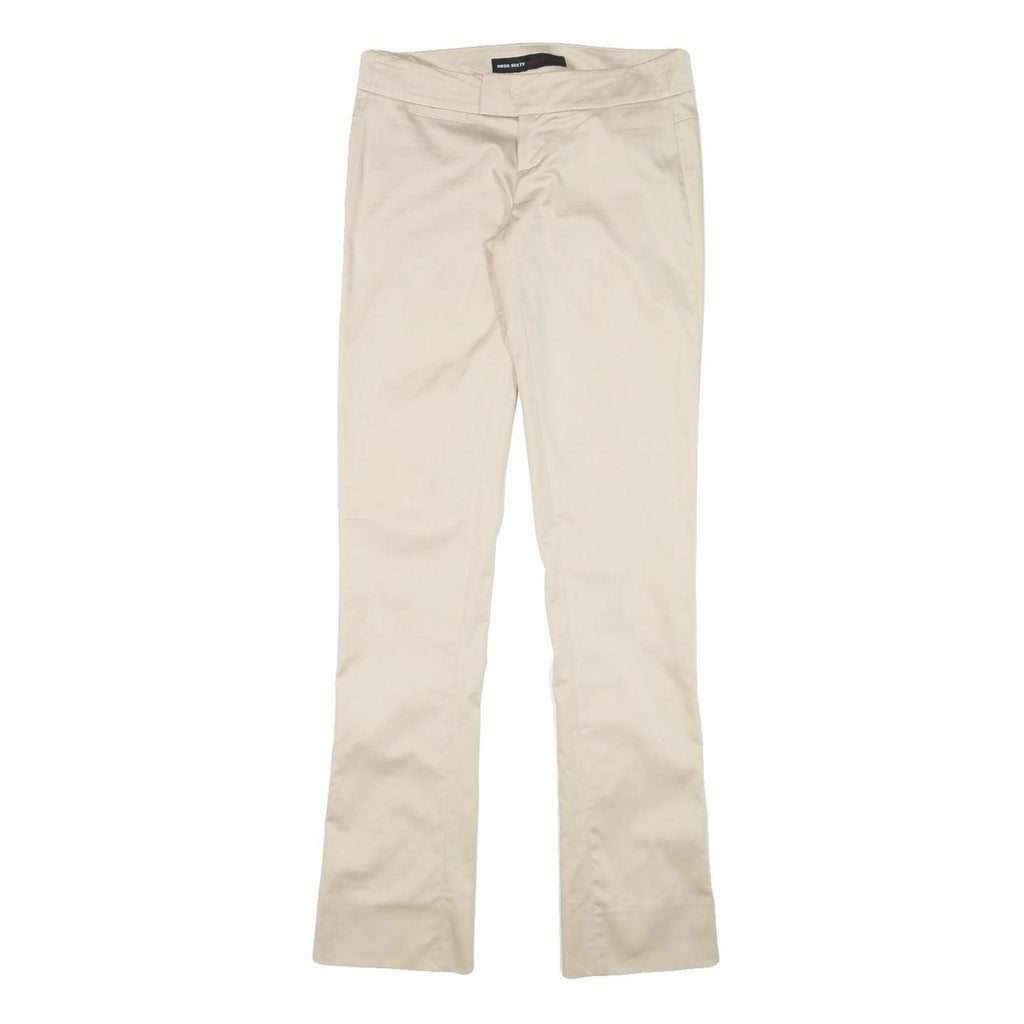 MISS SIXTY Womens Slim Cream Trousers W28 L33 Zip Closure Polyester Blend