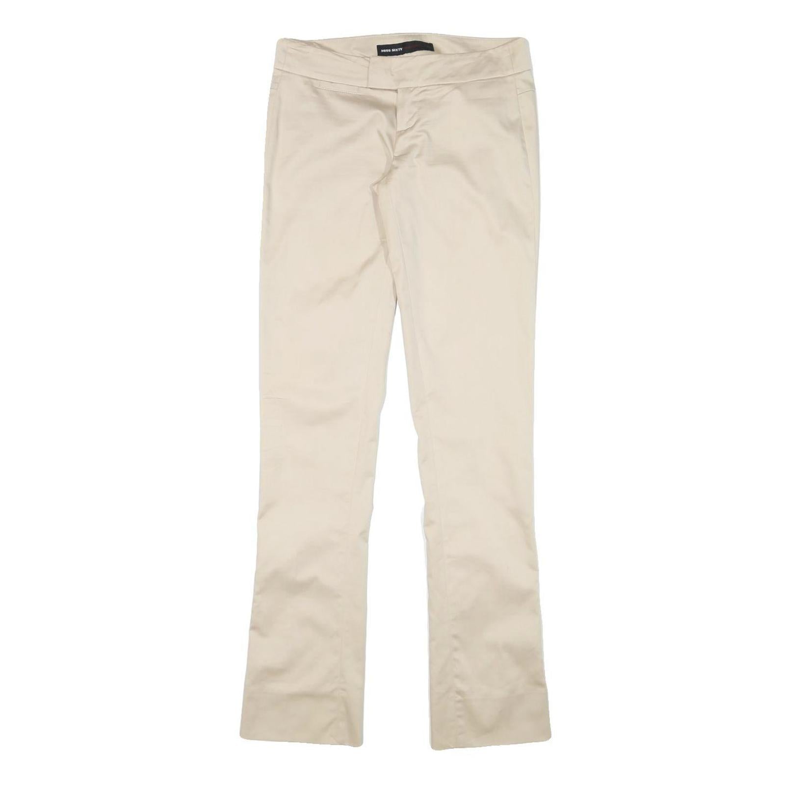 MISS SIXTY Womens Slim Cream Trousers W28 L33 Zip Closure Polyester Blend