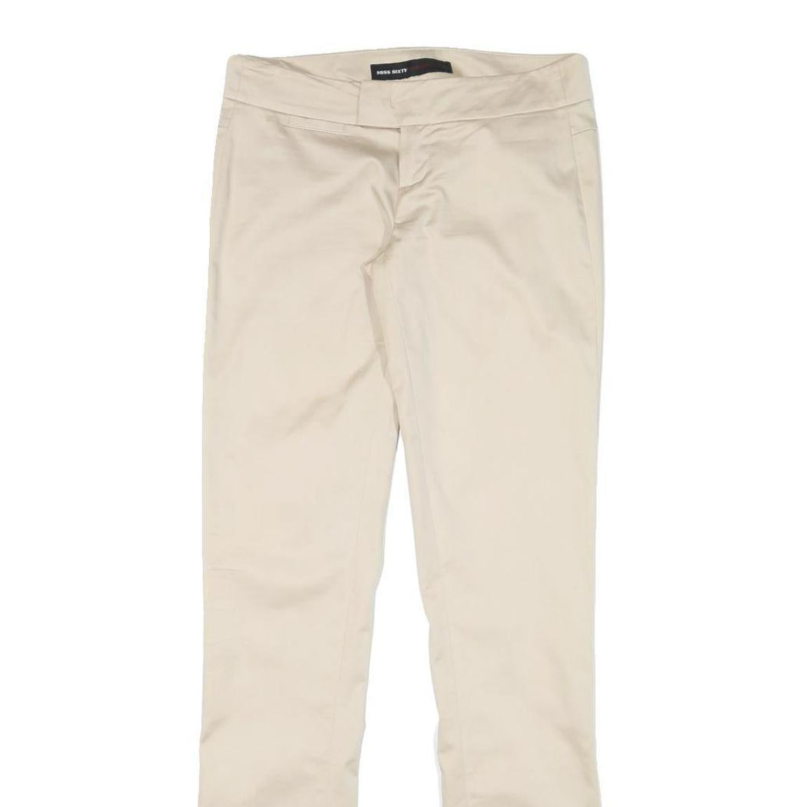 MISS SIXTY Womens Slim Cream Trousers W28 L33 Zip Closure Polyester Blend