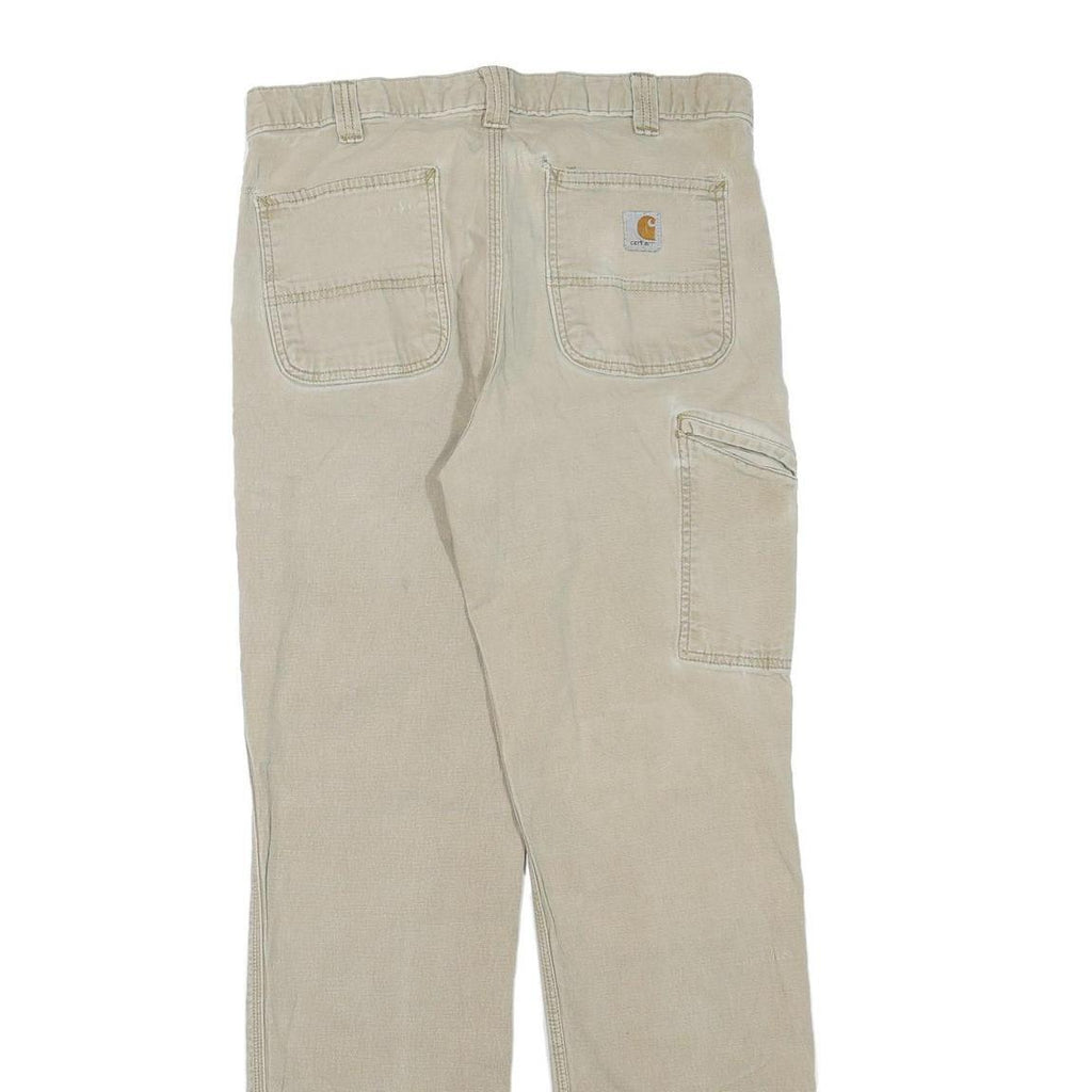 CARHARTT Mens Cotton Blend Beige Regular Fit Straight Leg Trousers W34 L34