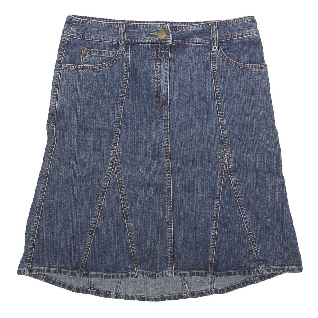 BNG & CO Womens Blue Denim Panelled Midi Cotton Blend Denim Skirt M Patch