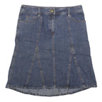 BNG & CO Womens Blue Denim Panelled Midi Cotton Blend Denim Skirt M Patch