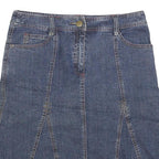 BNG & CO Womens Blue Denim Panelled Midi Cotton Blend Denim Skirt M Patch