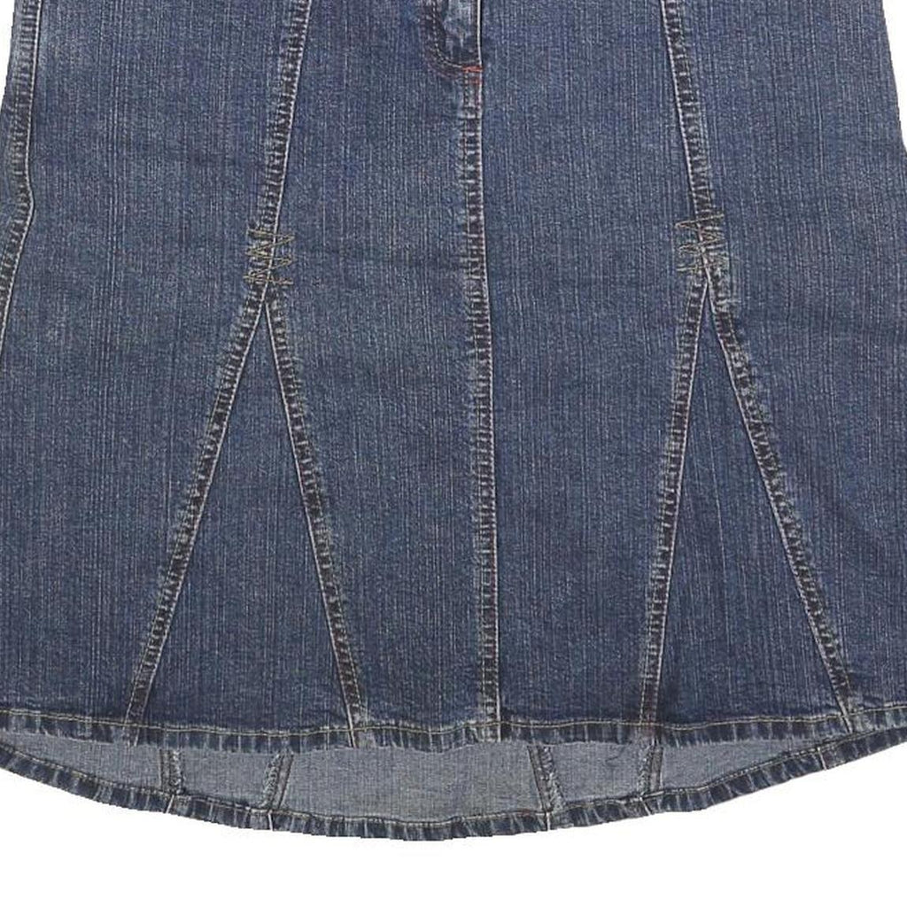 BNG & CO Womens Blue Denim Panelled Midi Cotton Blend Denim Skirt M Patch