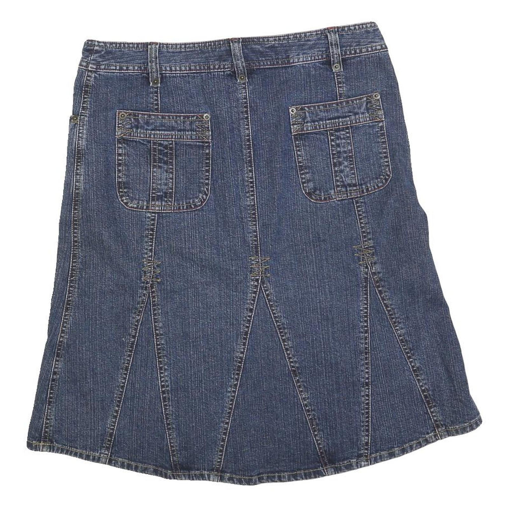 BNG & CO Womens Blue Denim Panelled Midi Cotton Blend Denim Skirt M Patch