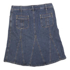 BNG & CO Womens Blue Denim Panelled Midi Cotton Blend Denim Skirt M Patch