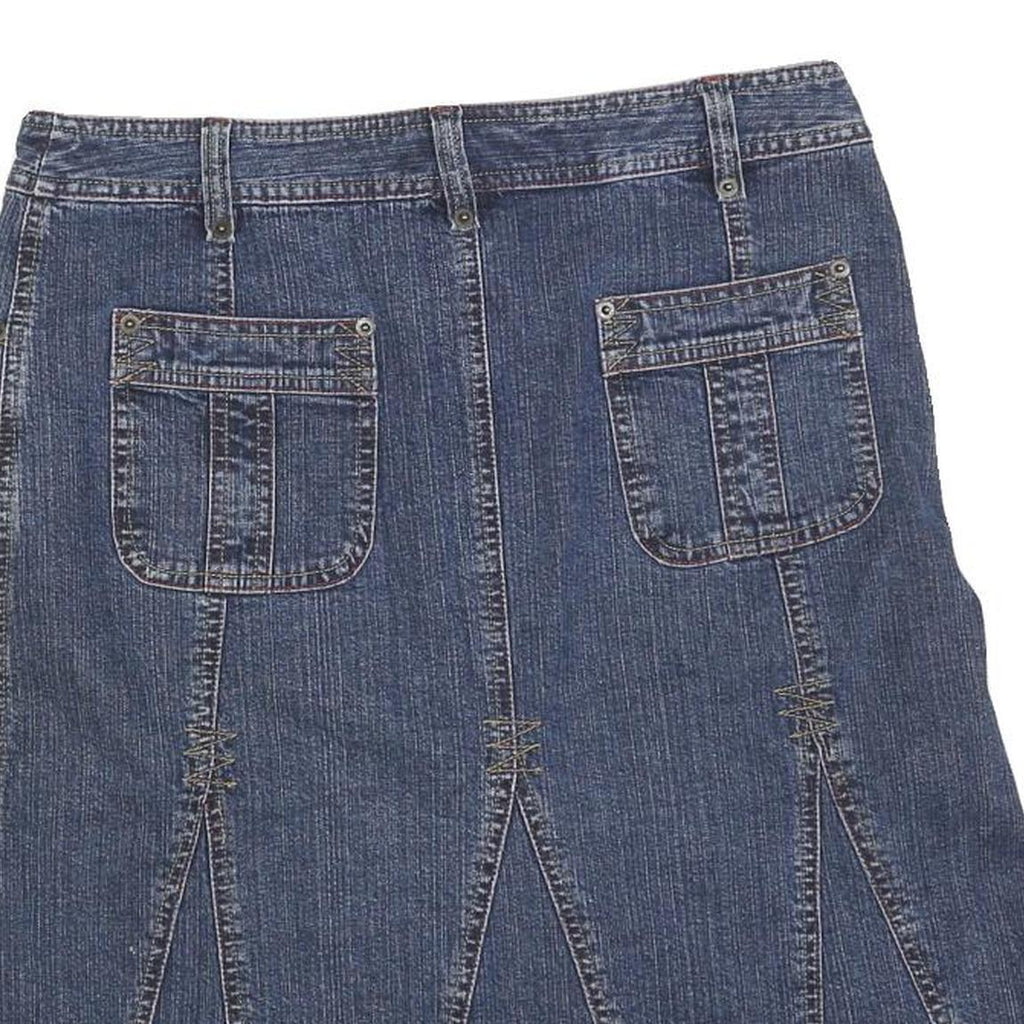 BNG & CO Womens Blue Denim Panelled Midi Cotton Blend Denim Skirt M Patch