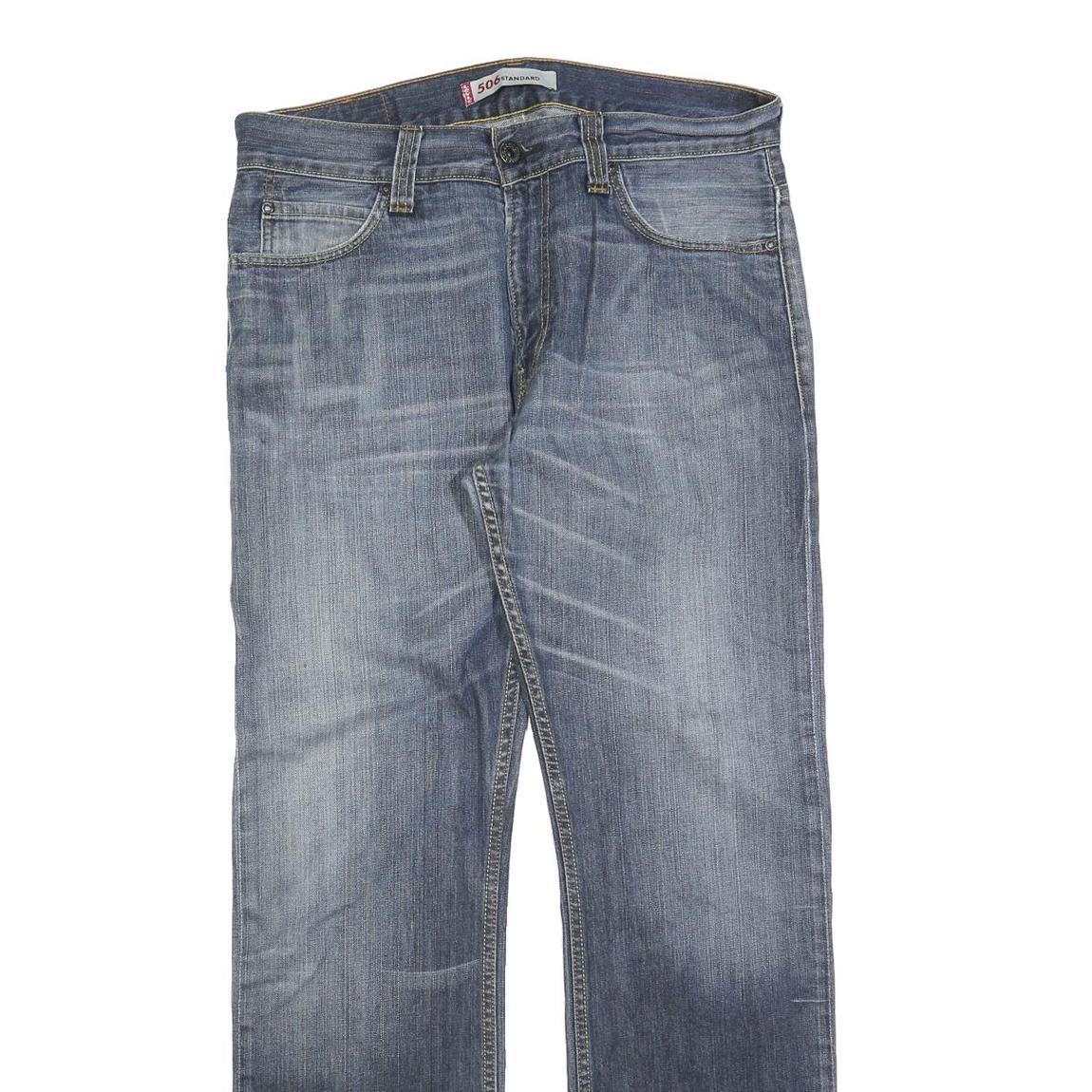 LEVI'S 506 Mens Regular Jeans Blue Denim W36 L34 Classic Cotton Zip