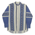 WRANGLER Mens Blue & Cream Pattern Shirt L Cotton Long Sleeve Button Casual