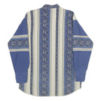 WRANGLER Mens Blue & Cream Pattern Shirt L Cotton Long Sleeve Button Casual
