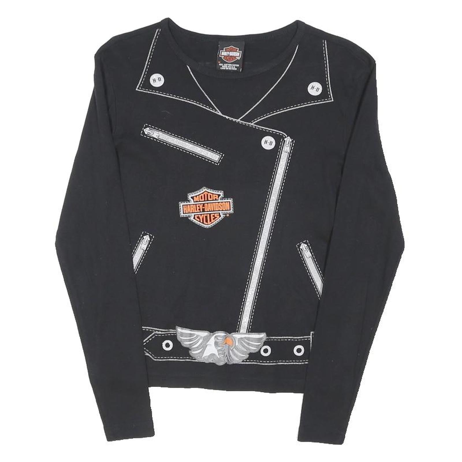HARLEY DAVIDSON Womens Black Graphic Long Sleeve Crew Neck T-Shirt M