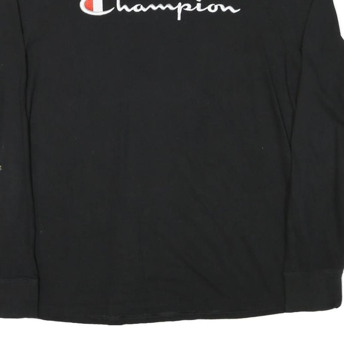 CHAMPION Mens Black Long Sleeve Crew Neck Cotton Blend T-Shirt L