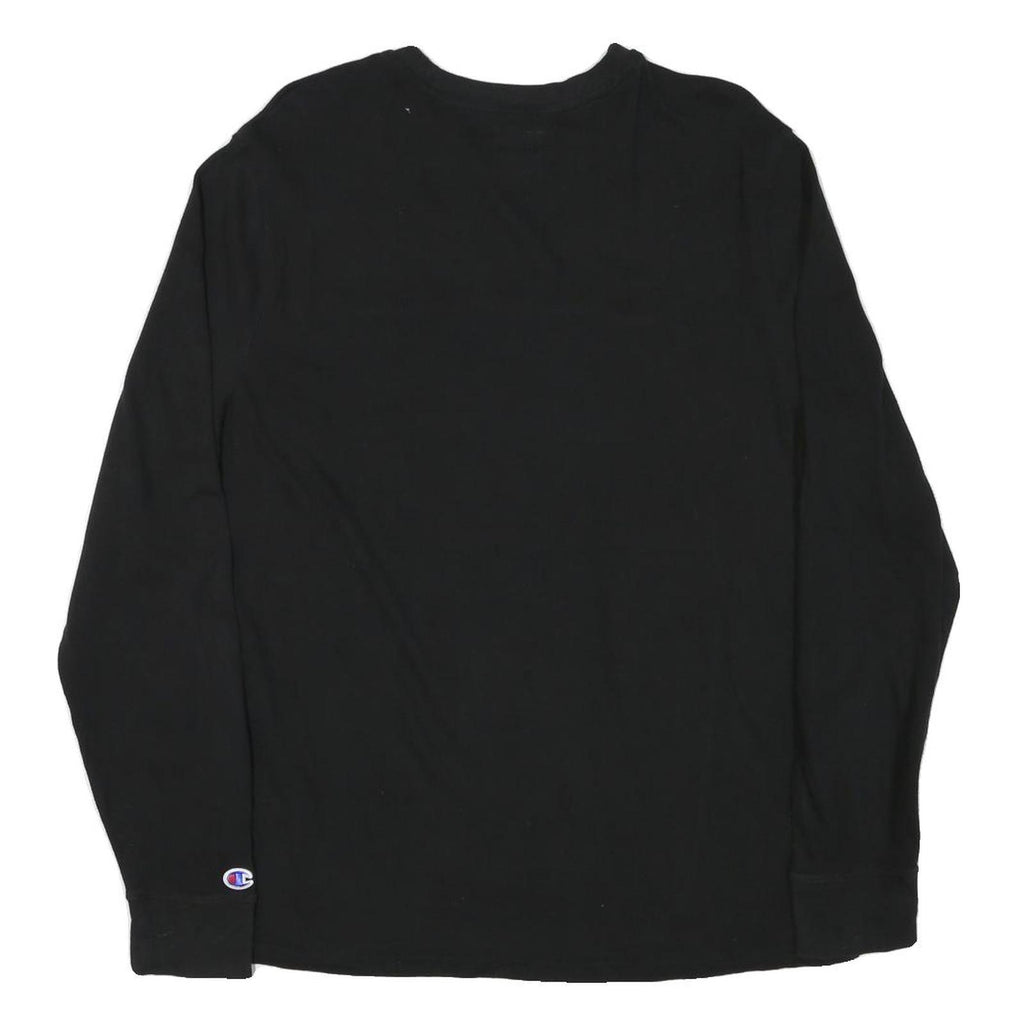 CHAMPION Mens Black Long Sleeve Crew Neck Cotton Blend T-Shirt L