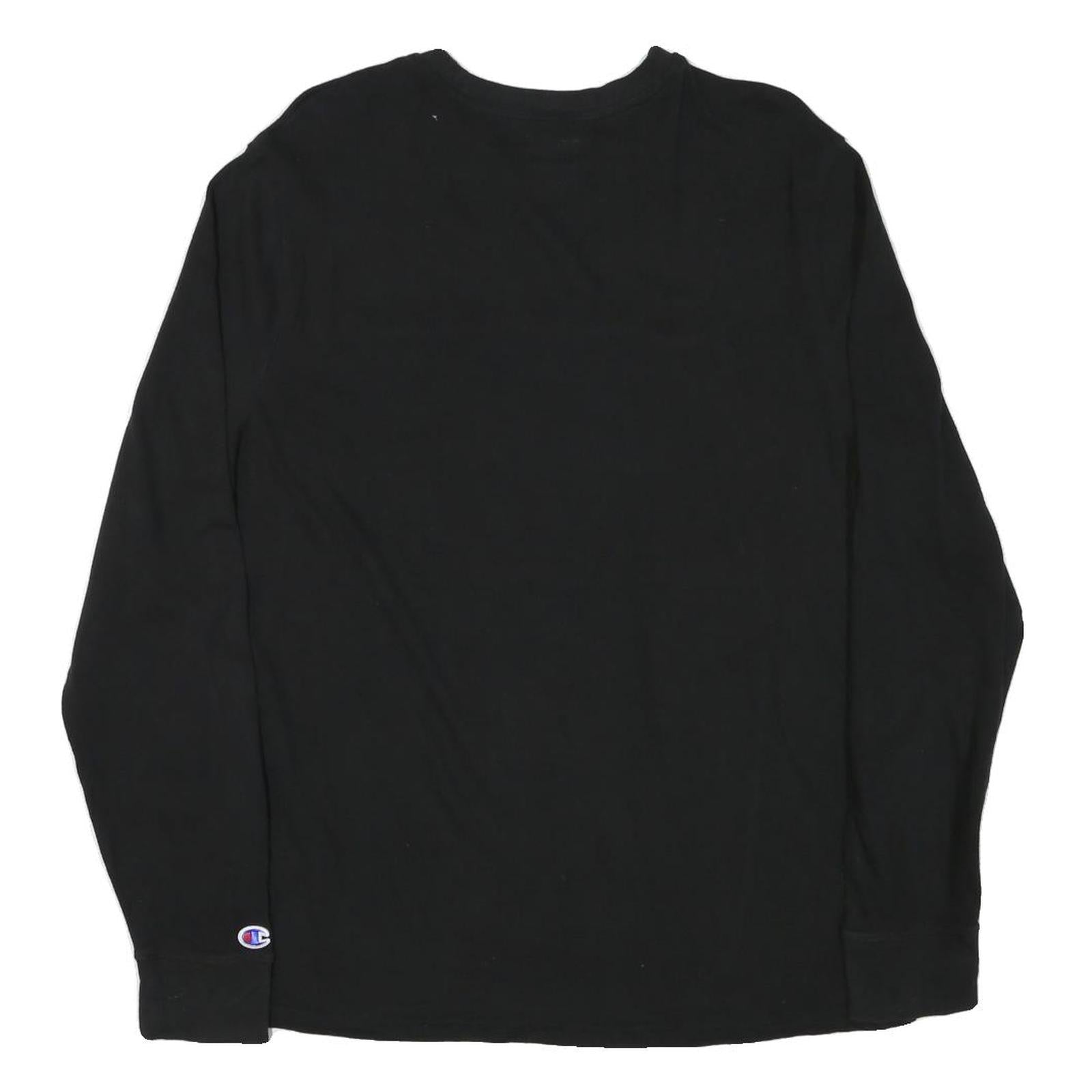CHAMPION Mens Black Long Sleeve Crew Neck Cotton Blend T-Shirt L