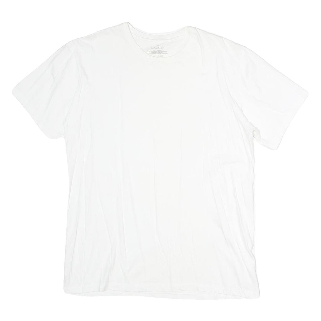 CALVIN KLEIN Mens White Classic T-Shirt L Short Sleeve Crew Neck Plain Cotton
