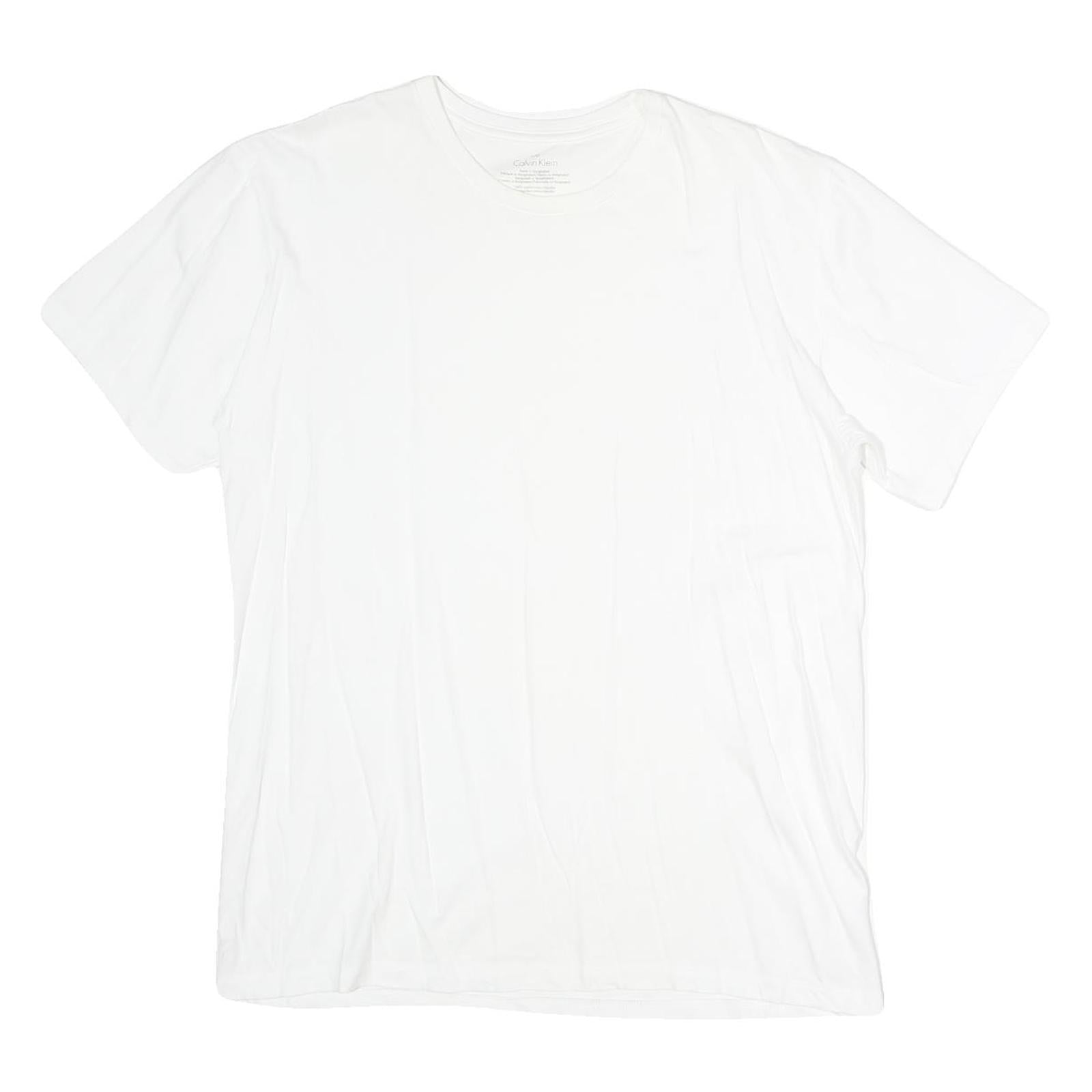 CALVIN KLEIN Mens White Classic T-Shirt L Short Sleeve Crew Neck Plain Cotton