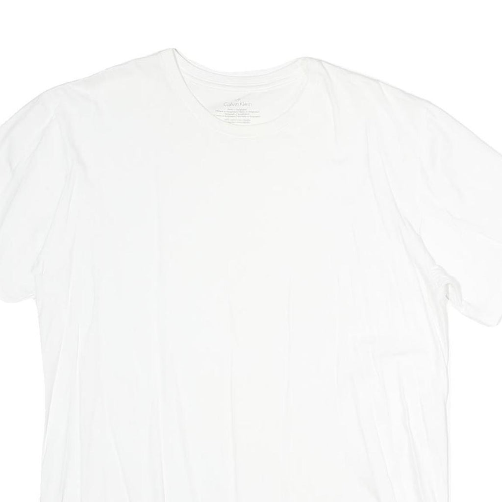 CALVIN KLEIN Mens White Classic T-Shirt L Short Sleeve Crew Neck Plain Cotton