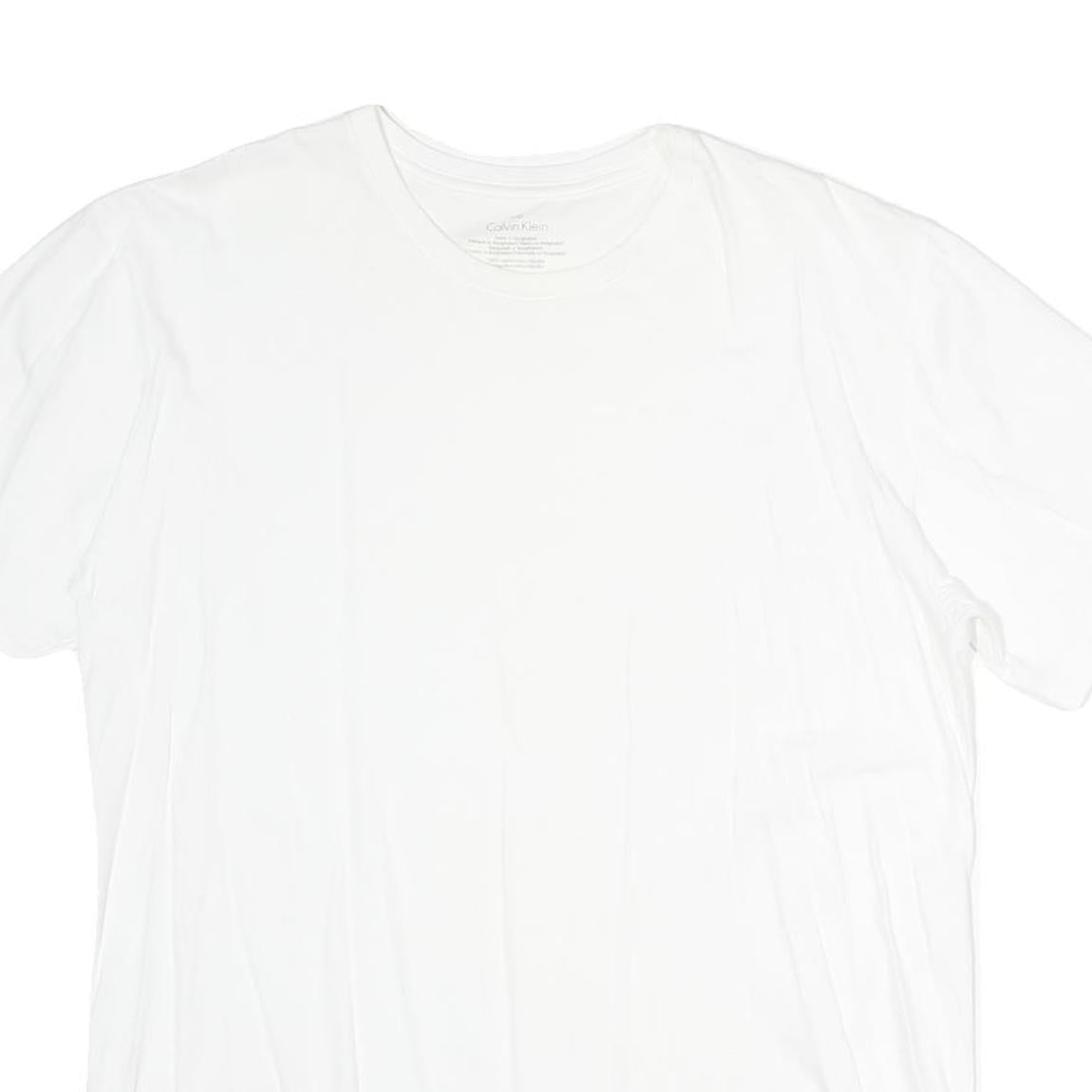 CALVIN KLEIN Mens White Classic T-Shirt L Short Sleeve Crew Neck Plain Cotton