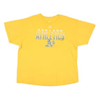 MAJESTIC Mens Yellow Oakland Athletics Graphic T-Shirt 2XL Short Sleeve Crew