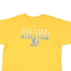 MAJESTIC Mens Yellow Oakland Athletics Graphic T-Shirt 2XL Short Sleeve Crew