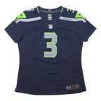 NFL Womens Navy & Green Seattle Seahawks T-Shirt L Short Sleeve V-Neck Wilson