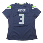 NFL Womens Navy & Green Seattle Seahawks T-Shirt L Short Sleeve V-Neck Wilson