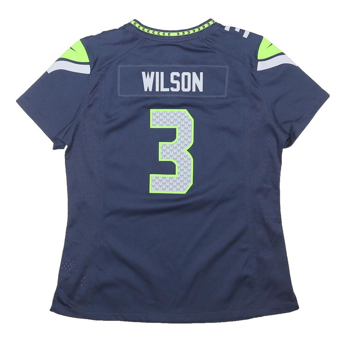NFL Womens Navy & Green Seattle Seahawks T-Shirt L Short Sleeve V-Neck Wilson