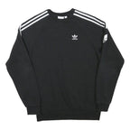 ADIDAS Mens Black Crew Neck XS Cotton Blend Sweatshirt Three Stripes Logo
