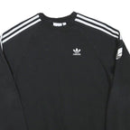 ADIDAS Mens Black Crew Neck XS Cotton Blend Sweatshirt Three Stripes Logo
