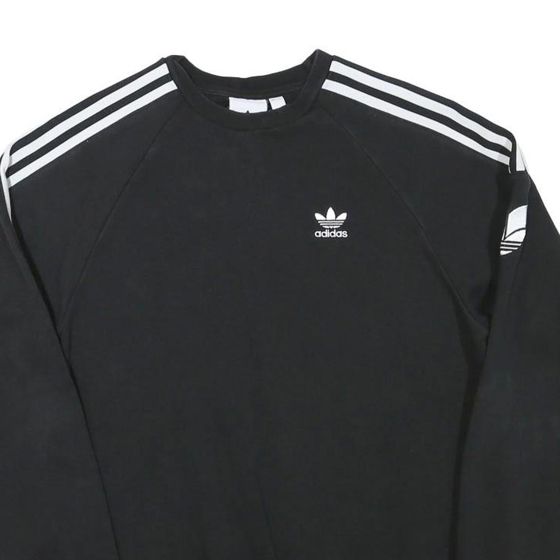 ADIDAS Mens Black Crew Neck XS Cotton Blend Sweatshirt Three Stripes Logo