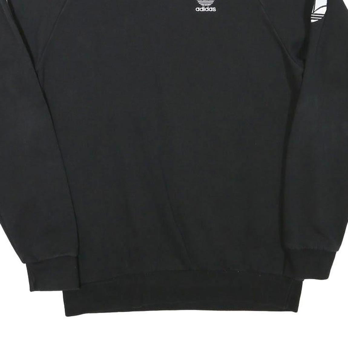 ADIDAS Mens Black Crew Neck XS Cotton Blend Sweatshirt Three Stripes Logo