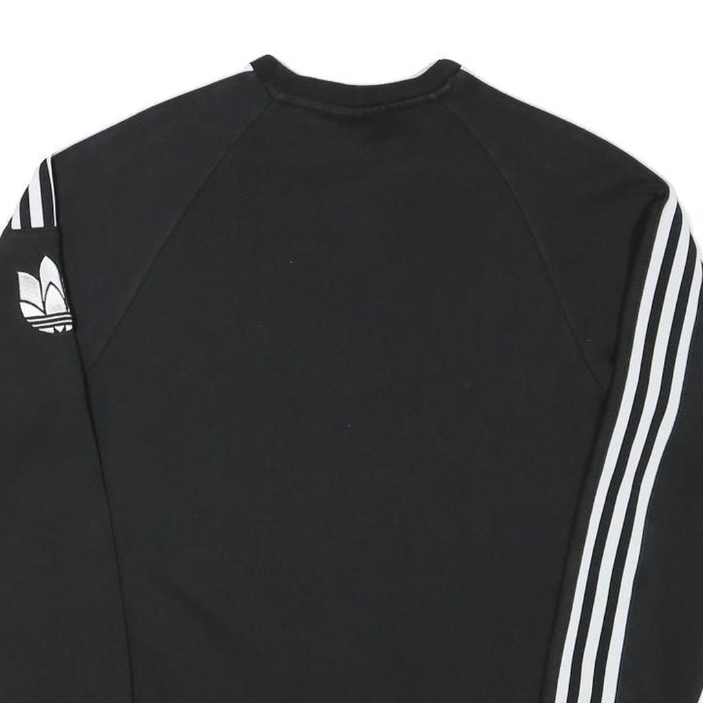 ADIDAS Mens Black Crew Neck XS Cotton Blend Sweatshirt Three Stripes Logo