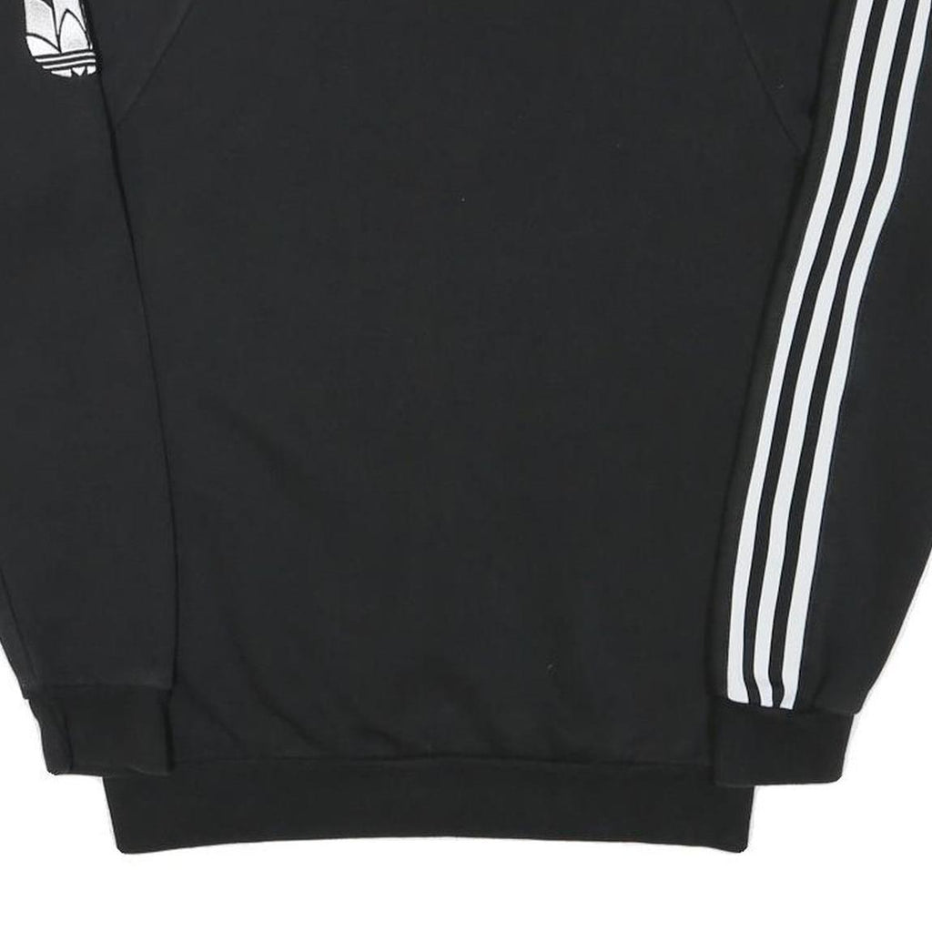 ADIDAS Mens Black Crew Neck XS Cotton Blend Sweatshirt Three Stripes Logo