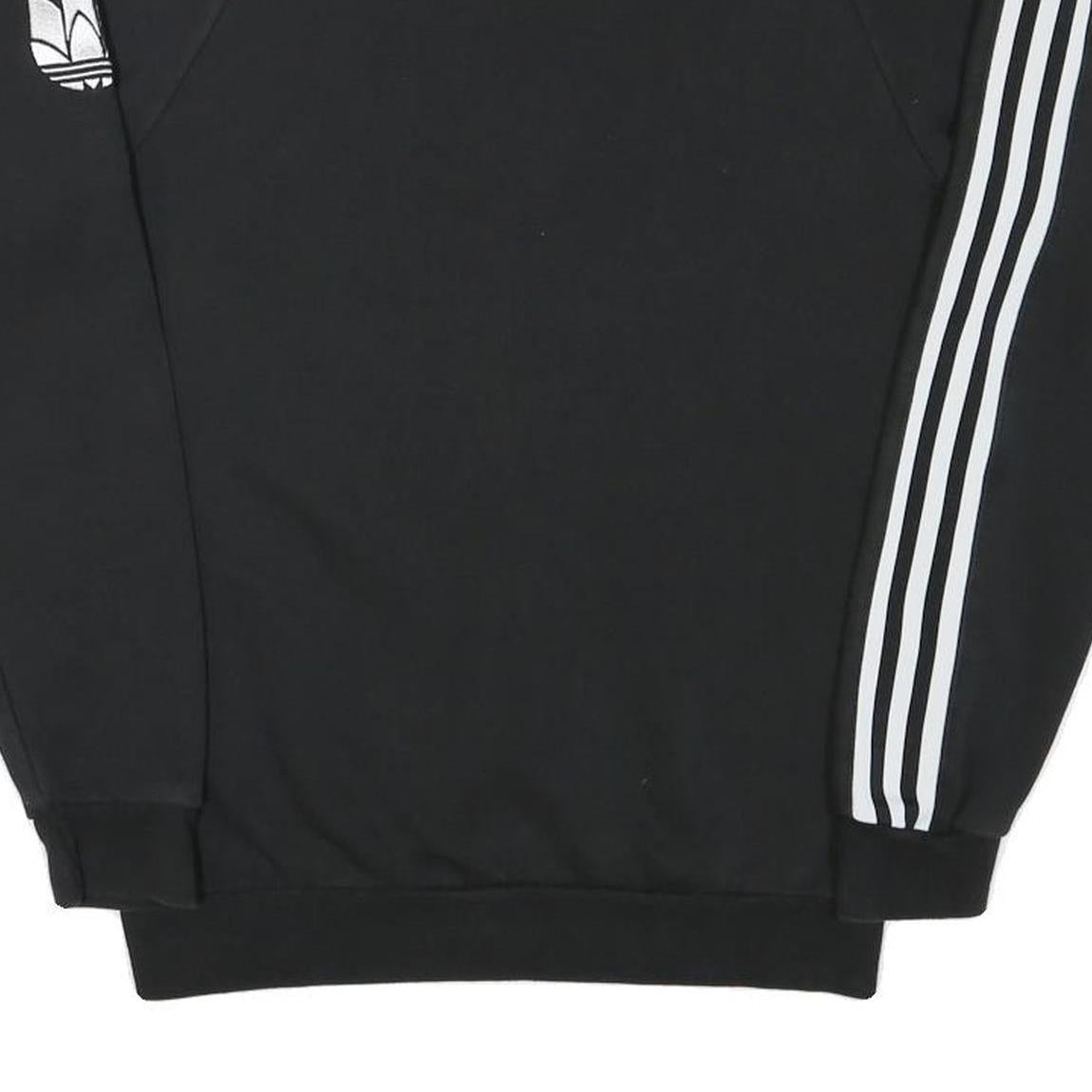 ADIDAS Mens Black Crew Neck XS Cotton Blend Sweatshirt Three Stripes Logo