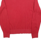 TOMMY HILFIGER Mens Red Pullover Plain V-Neck Basic Knit Jumper L Cotton Blend