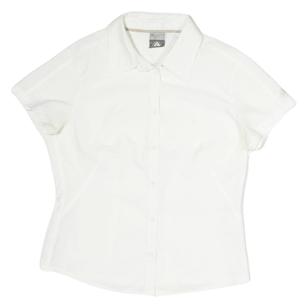 NIKE Womens White Shirt M Cotton Short Sleeve Button Down Casual