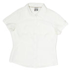 NIKE Womens White Shirt M Cotton Short Sleeve Button Down Casual