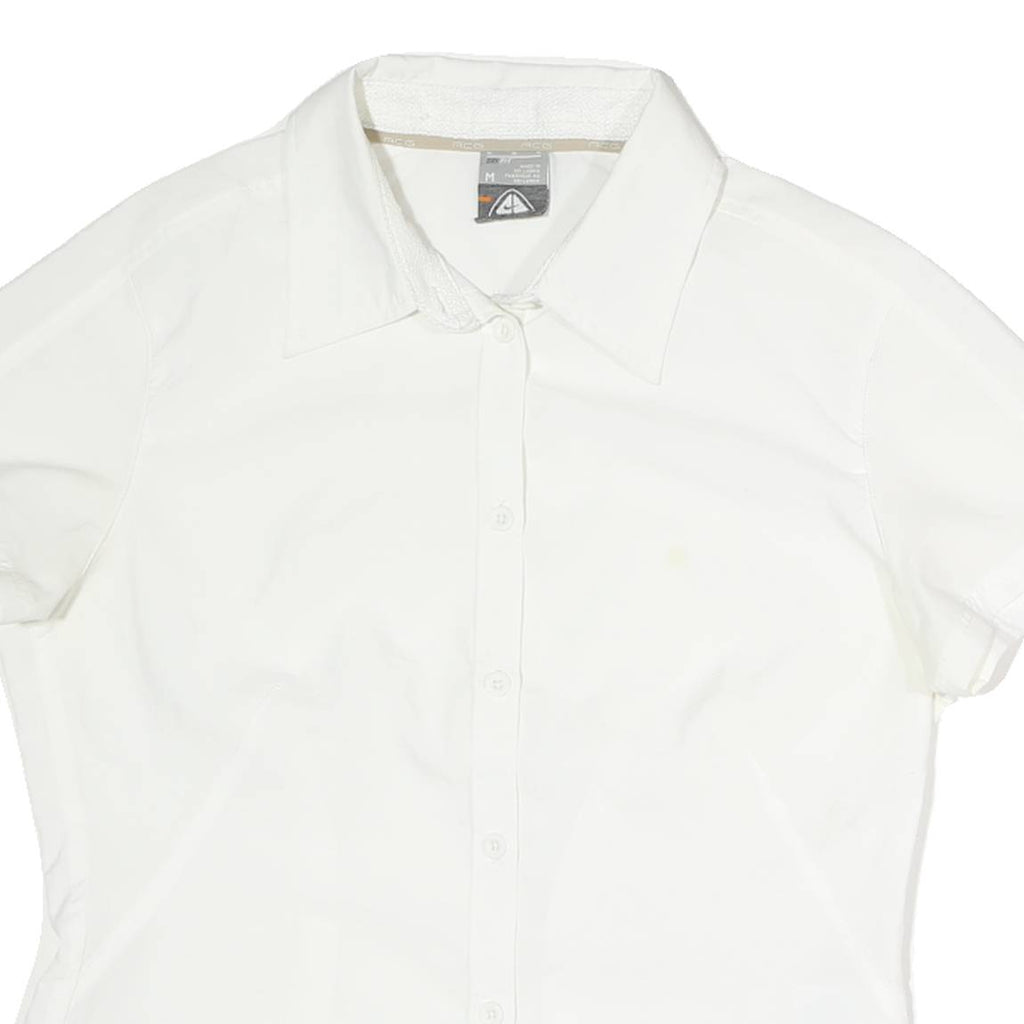 NIKE Womens White Shirt M Cotton Short Sleeve Button Down Casual