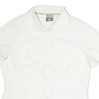 NIKE Womens White Shirt M Cotton Short Sleeve Button Down Casual