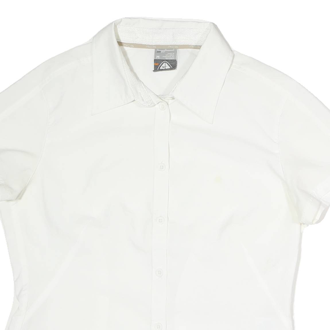 NIKE Womens White Shirt M Cotton Short Sleeve Button Down Casual
