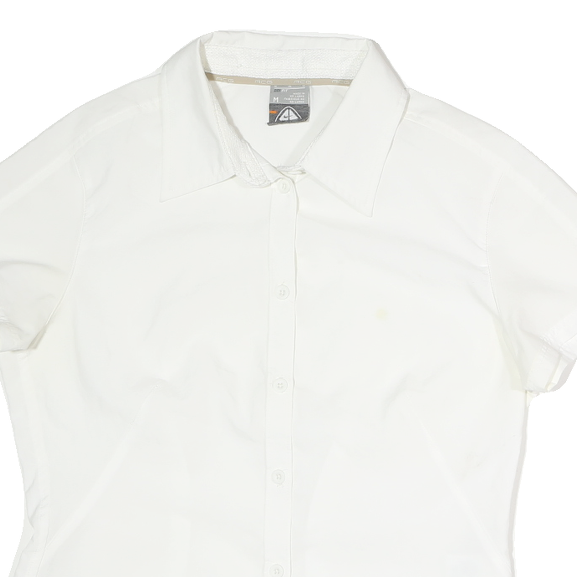 NIKE Womens White Shirt M Cotton Short Sleeve Button Down Casual