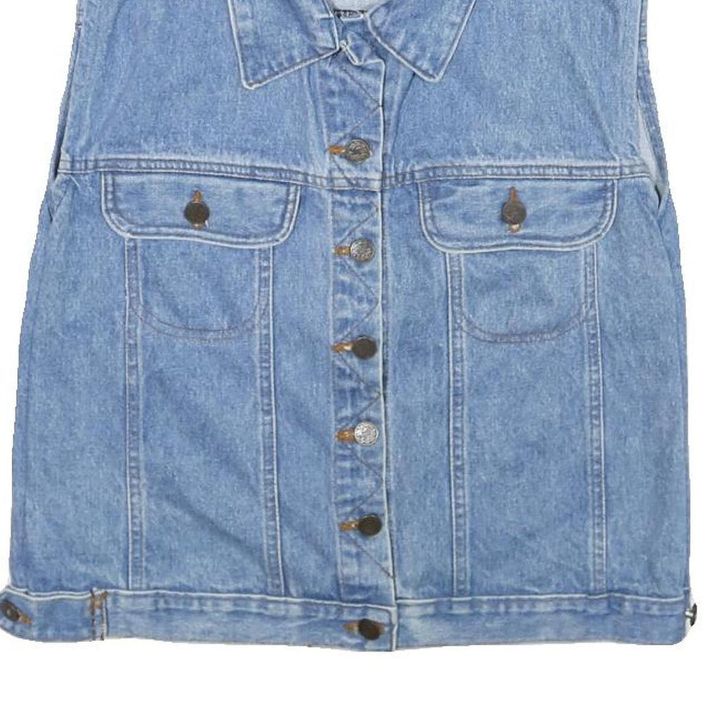 Womens Blue Denim Cotton Button Jacket Vest S Silhouettes Casual Sleeveless