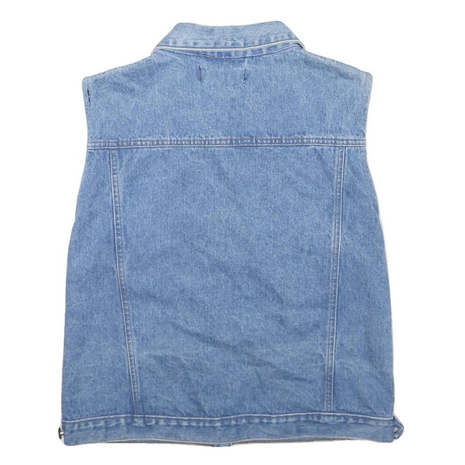Womens Blue Denim Cotton Button Jacket Vest S Silhouettes Casual Sleeveless