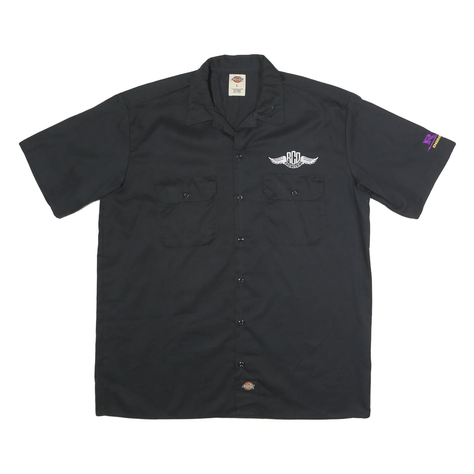 DICKIES Mens Black L Workwear Short Sleeve Shirt Cotton Polyester Blend