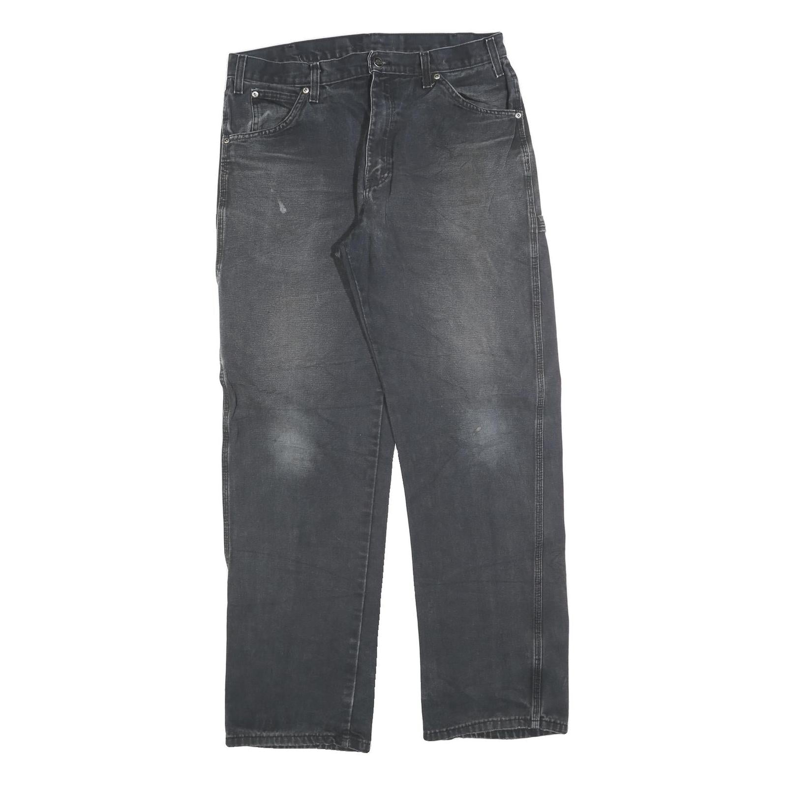 DICKIES Mens Regular Fit Black Denim Jeans W34 L32 Durable Workwear