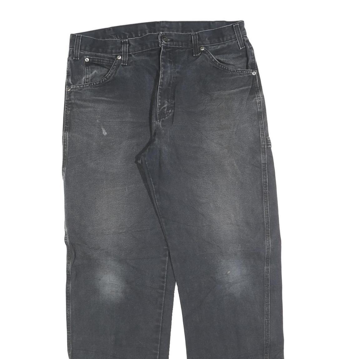 DICKIES Mens Regular Fit Black Denim Jeans W34 L32 Durable Workwear